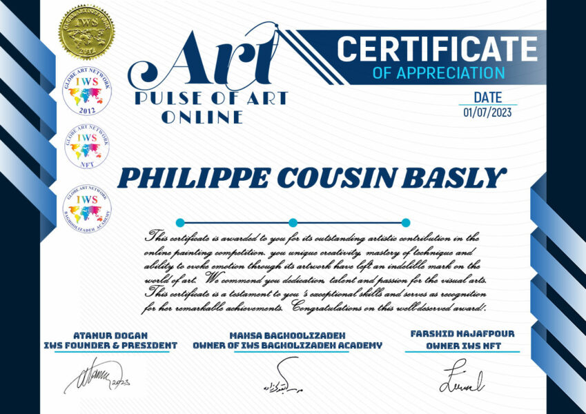 Certificate of Appreciation - Philippe Cousin-Basly - IWS 2023