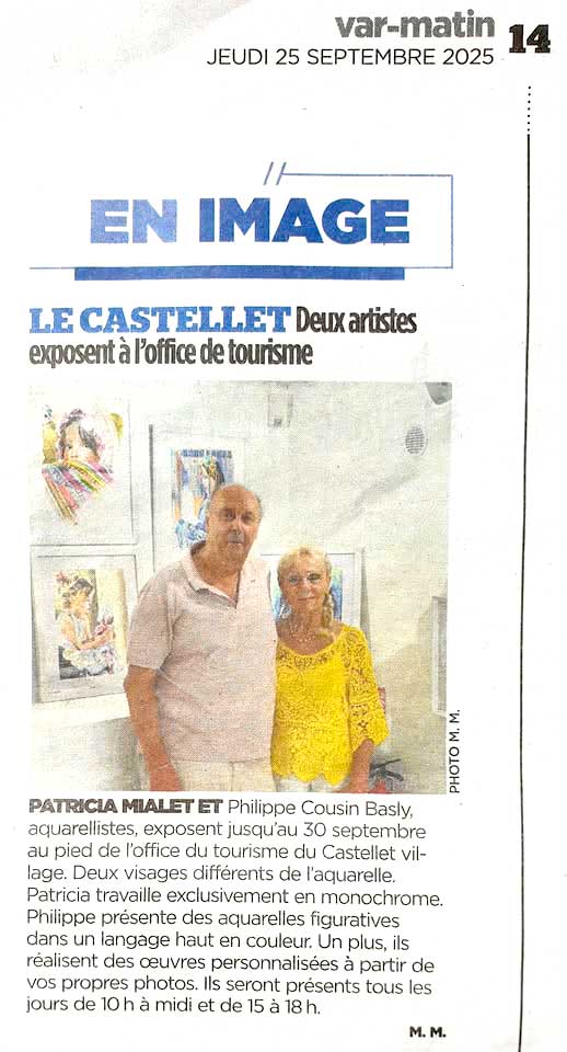 Article Var Matin du 25 Septembre 2025 : Le Castellet - Deux artistes exposent à l'office de tourisme