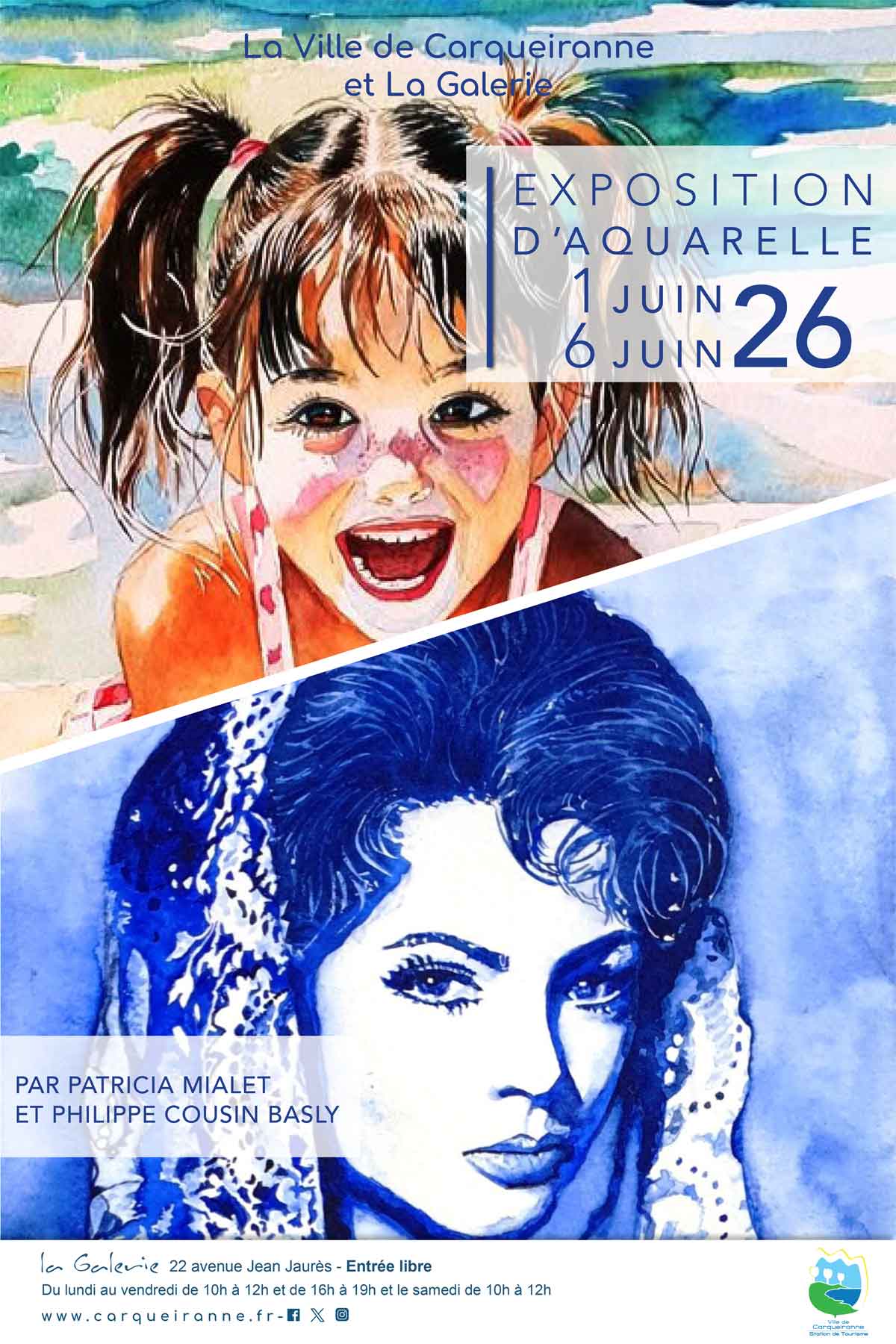 Exposition d'aquarelle du 1er au 6 Juin 2026 / La Galerie à Carqueiranne Par Patricia Mialet et Philippe Cousin Basly
