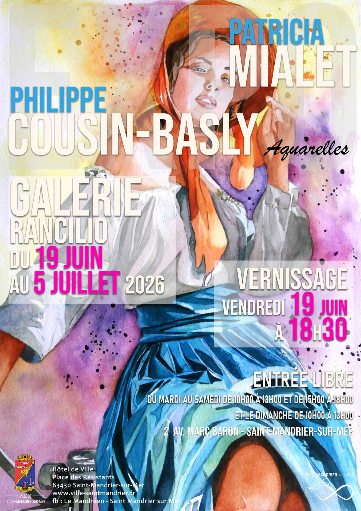Patricia Mialet & Philippe Cousin Basly : Aquarelles. Saint-Mandier-sur-mer. 19 Juin - 5 Juillet 2026