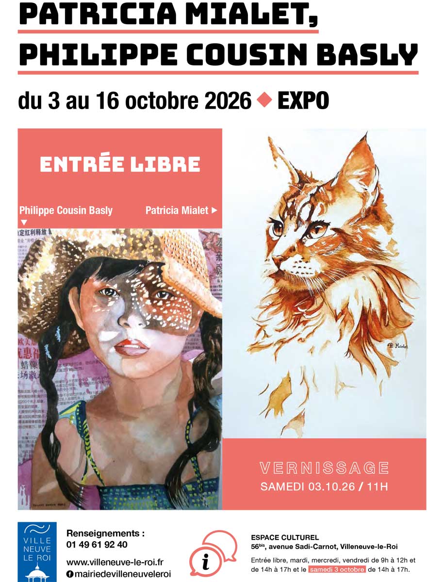 Patricia Mialet, Philippe Cousin Basly du 3 au 16 Octobre 2026 - Expo